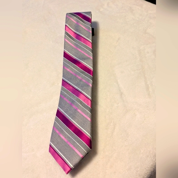 Madison Tie pink and gray stripes NWT - Picture 1 of 5
